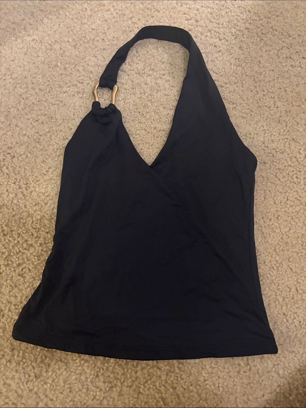 Marshalls Black Halter Camisole with Gold Ring Accent